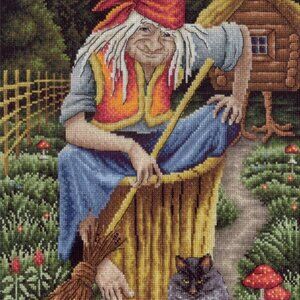 New Panna Baba Yaga Russian Slavic Forest Wicked Witch Cross Stitch Kit Folklore